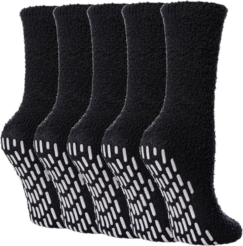 Yebing Store Non Slip Hospital Socks for Women with Grips Fuzzy Cozy Anti Skid Slipper Socks Winter Warm Soft Fluffy Sleep Socks - Image 1